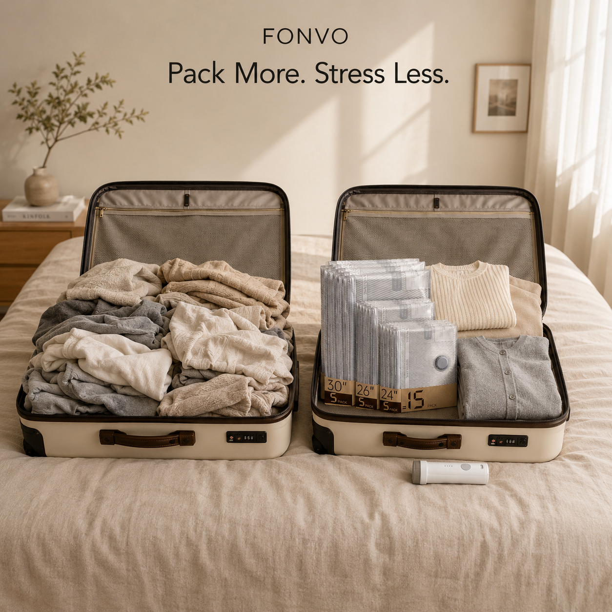 FONVO Travel Vacuum Storage Bags Set