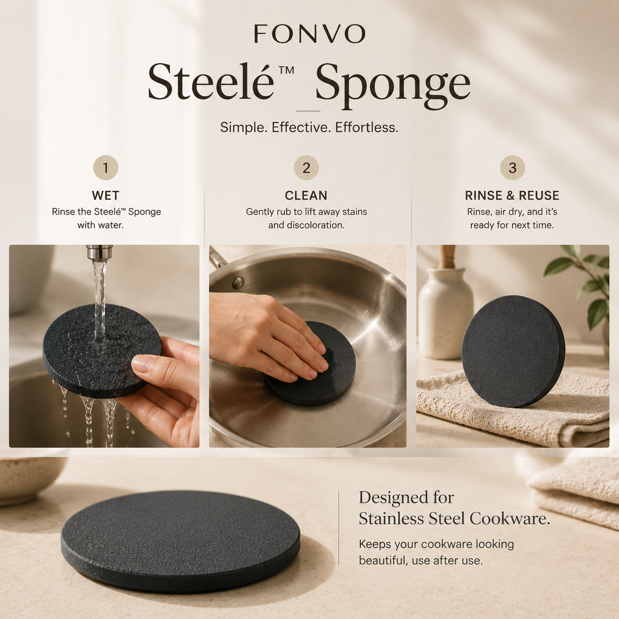FONVO Sponge | Stainless Steel Cleaner