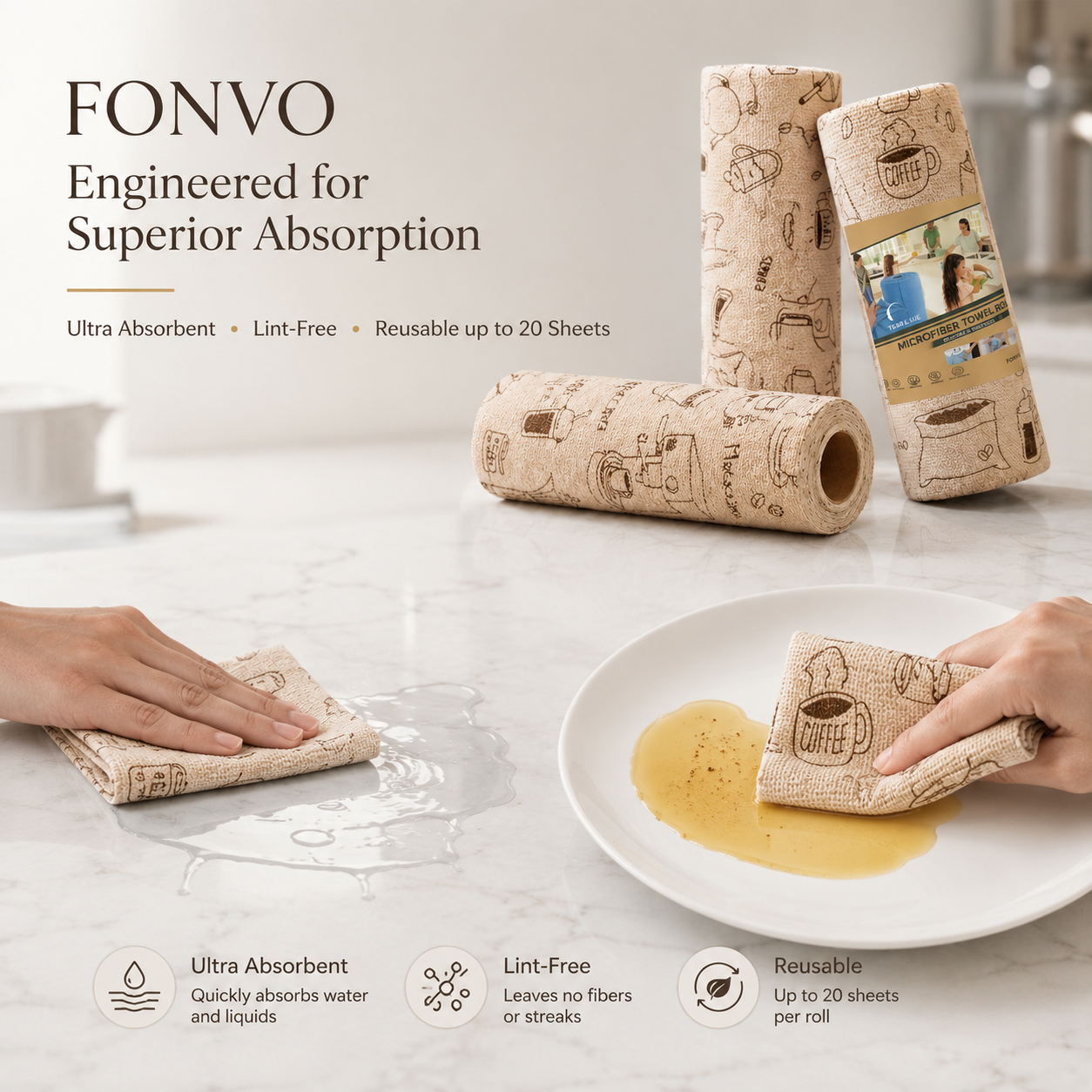 Fonvo Reusable Kitchen Cloth Roll