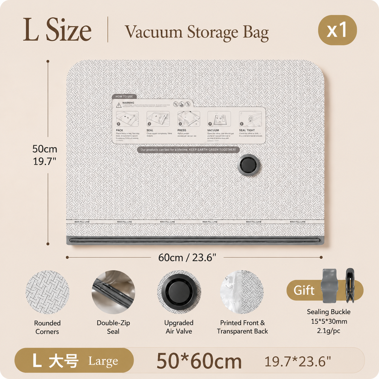 FONVO Travel Vacuum Storage Bags Set