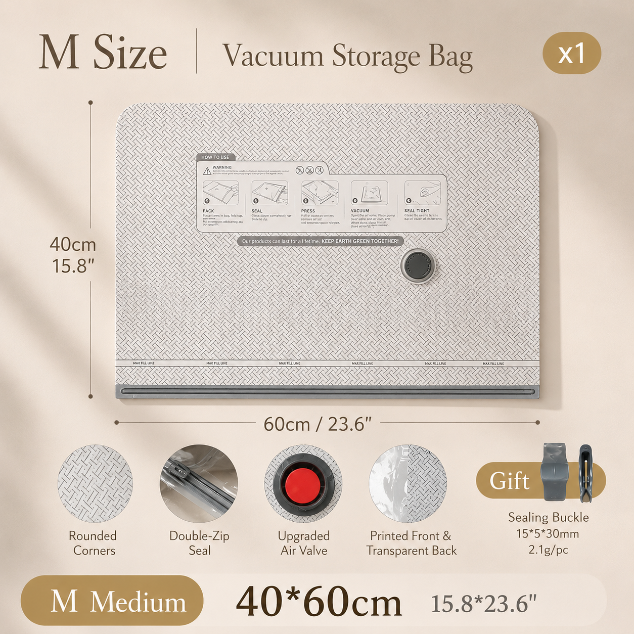 FONVO Travel Vacuum Storage Bags Set