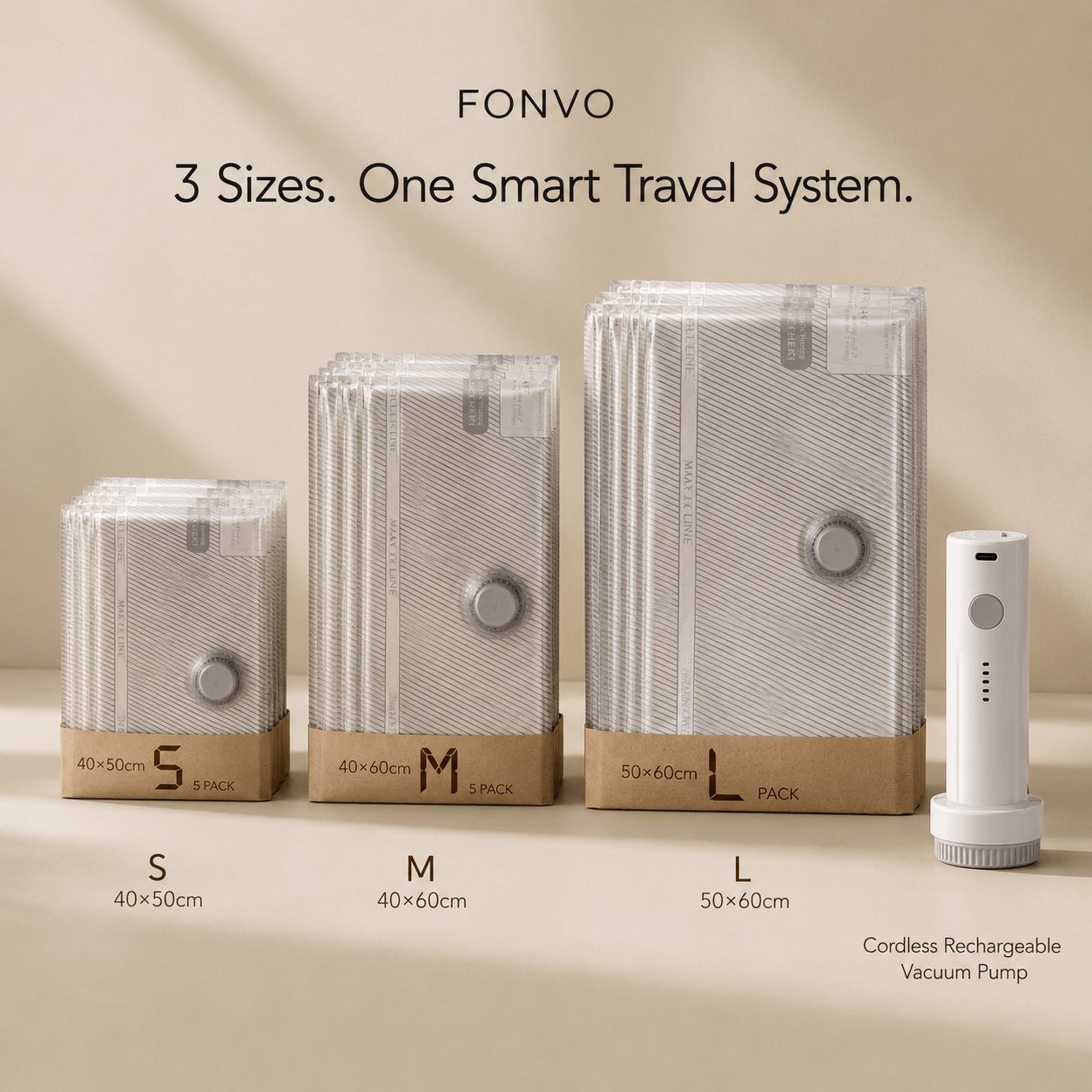 FONVO Travel Vacuum Storage Bags Set