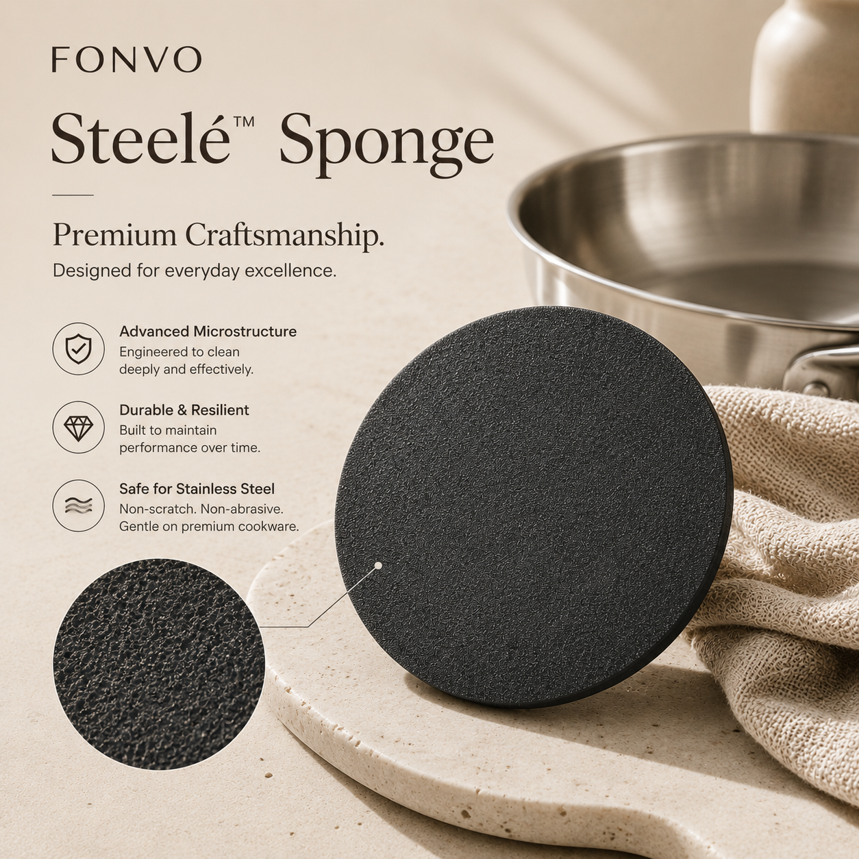 FONVO Sponge | Stainless Steel Cleaner