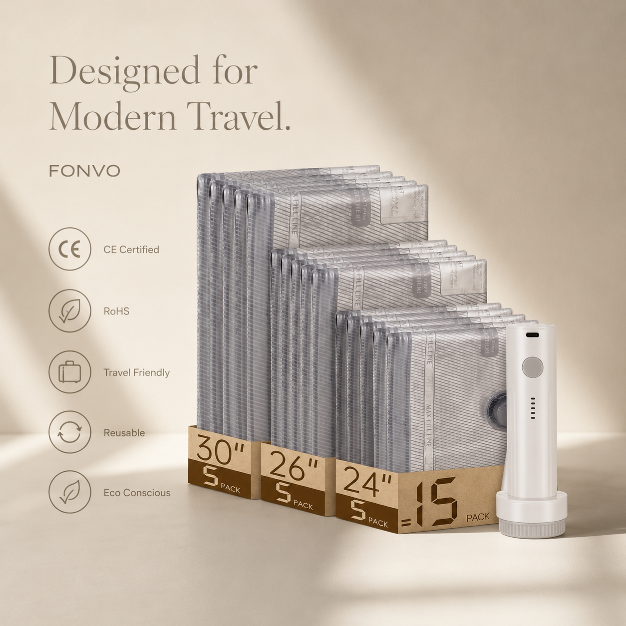 FONVO Travel Vacuum Storage Bags Set