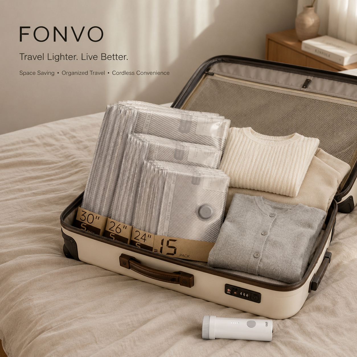 FONVO Travel Vacuum Storage Bags Set