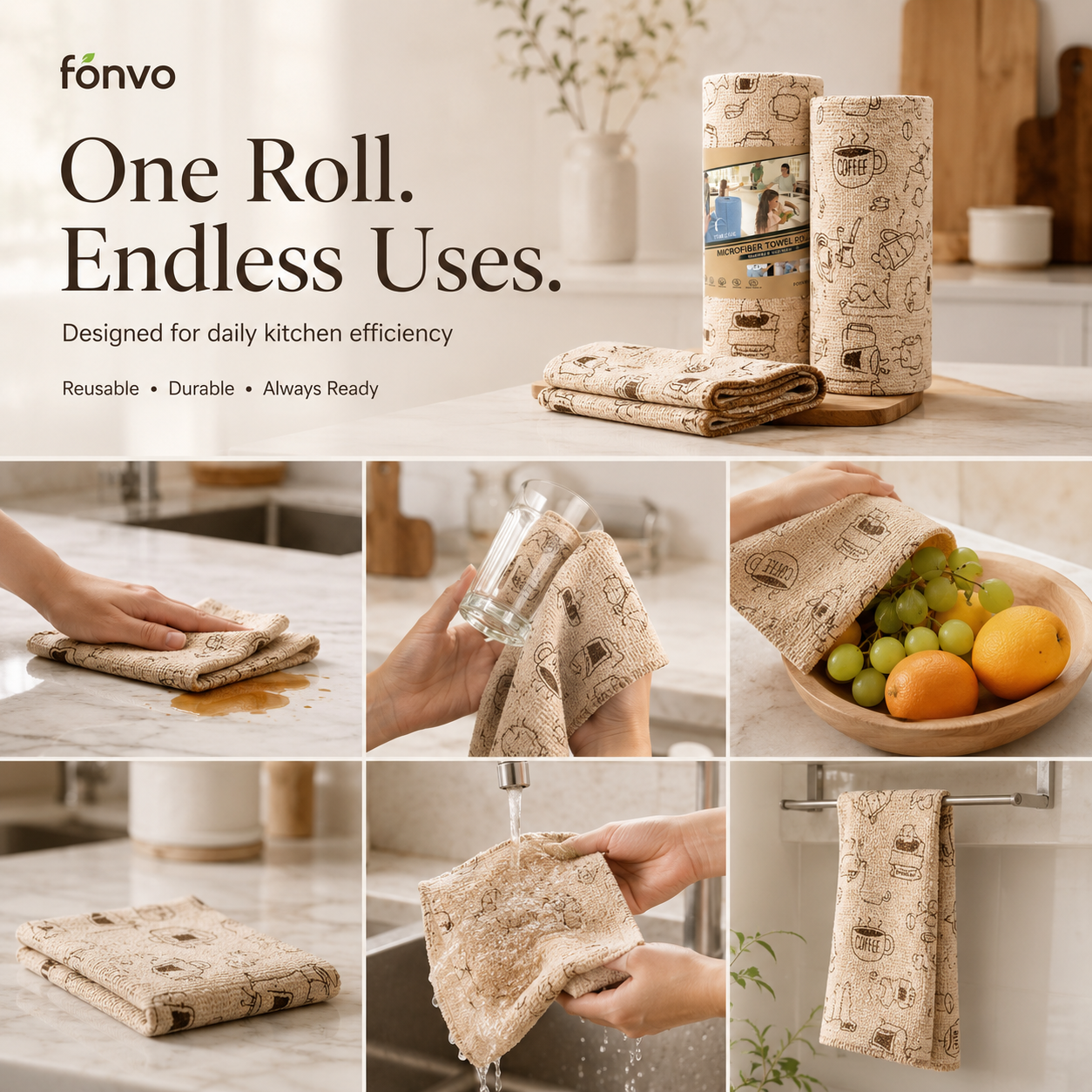 Fonvo Reusable Kitchen Cloth Roll
