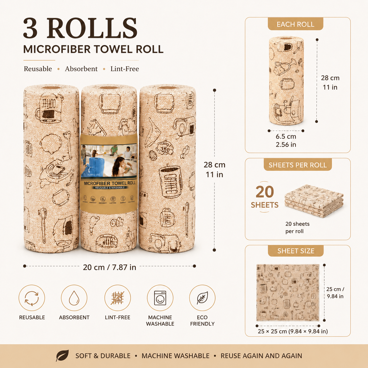 Fonvo Reusable Kitchen Cloth Roll
