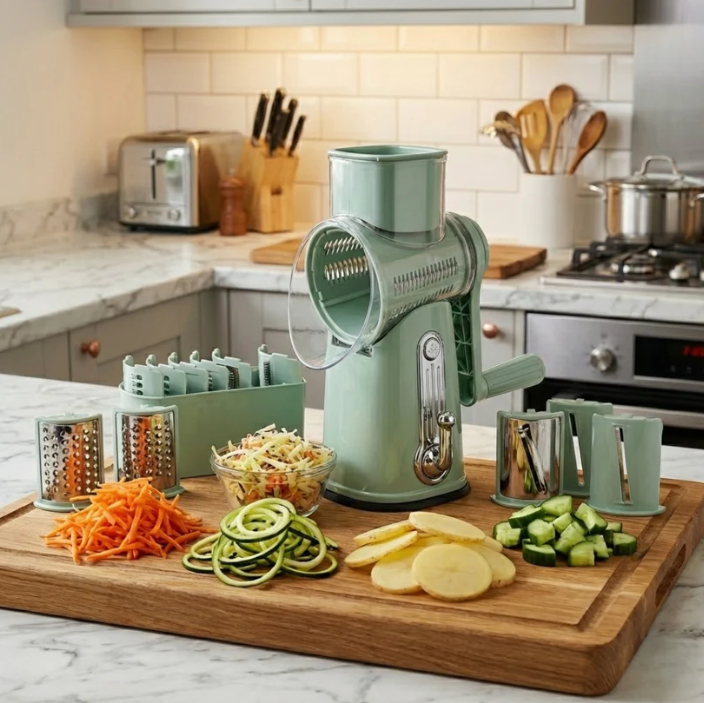 Fonvo 5 in 1 Rotary Grater for Cheese Vegetables Fruits