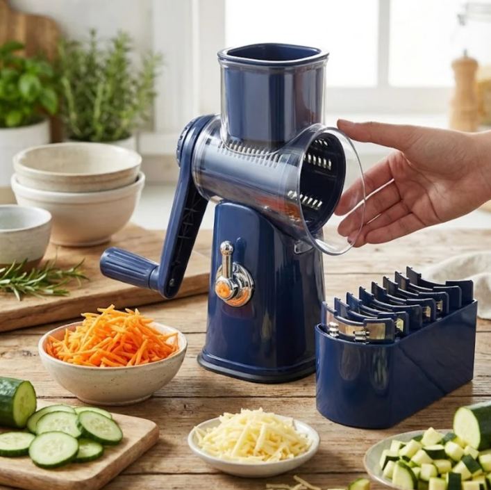 Fonvo 5 in 1 Rotary Grater for Cheese Vegetables Fruits