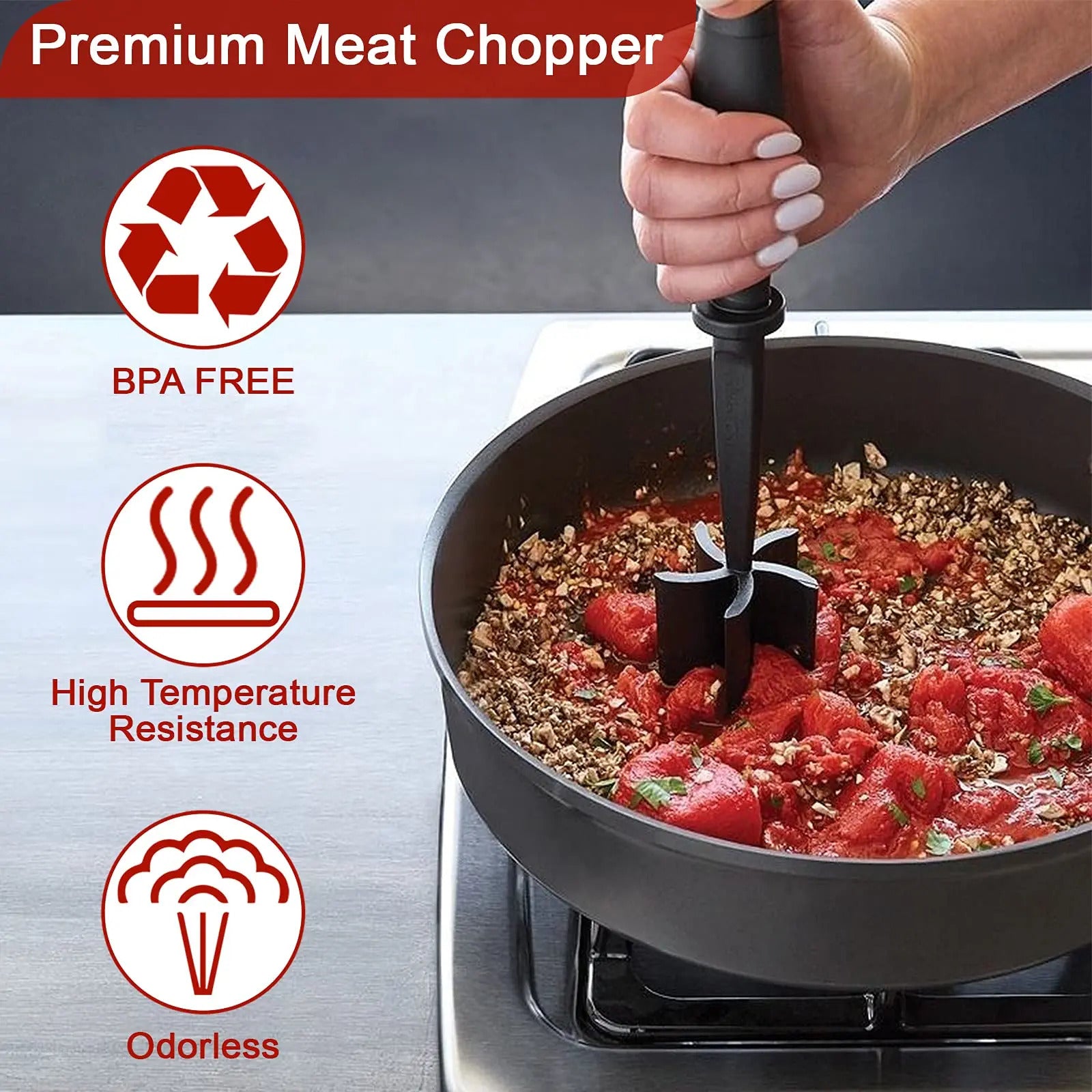 Fonvo handheld meat chopper non stick mincer and shredder tool BPA free high temperature resistance for chicken beef and hamburger meat