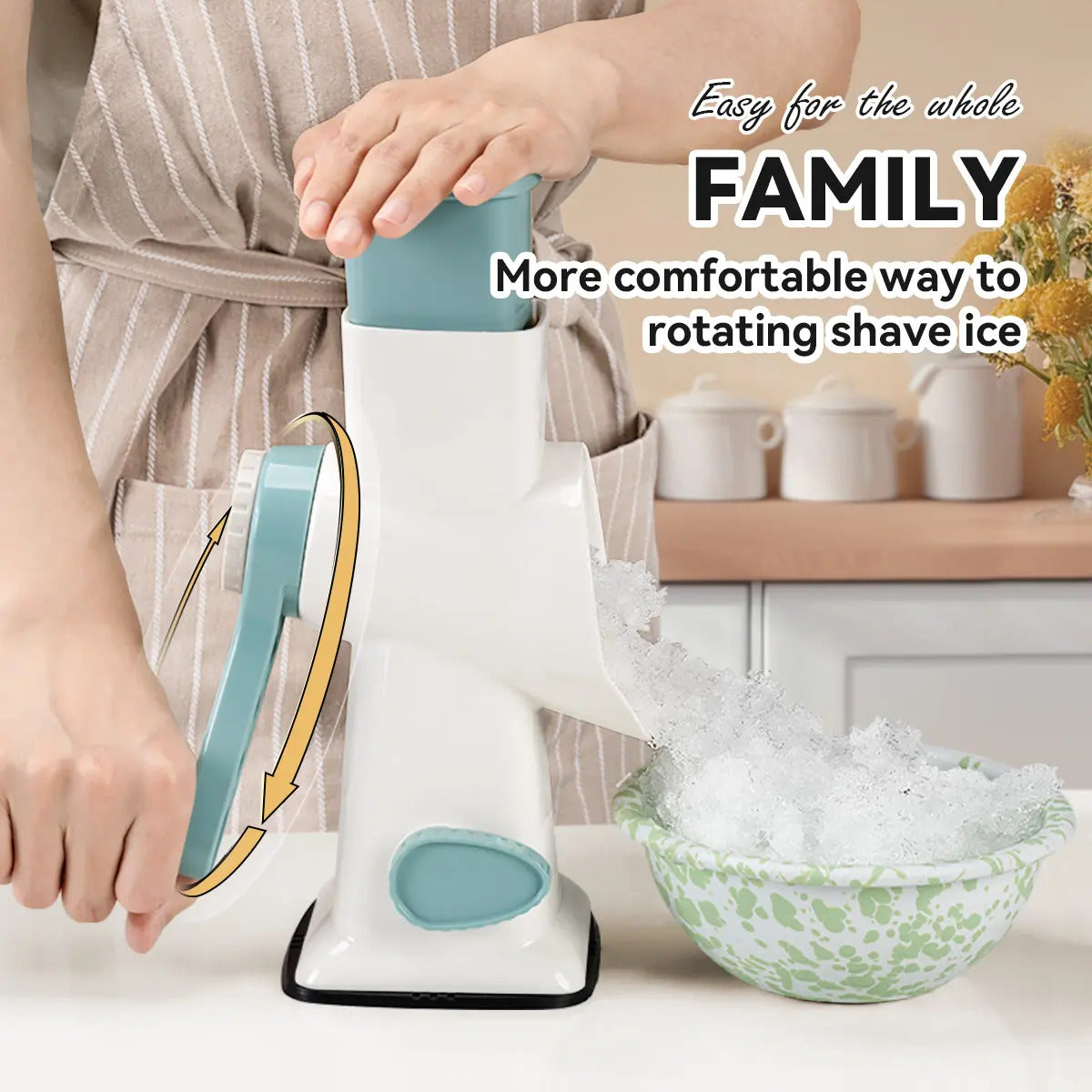 Fonvo manual ice shaver hand crank easy for whole family rotating blade to shave ice for snow cones and frozen desserts