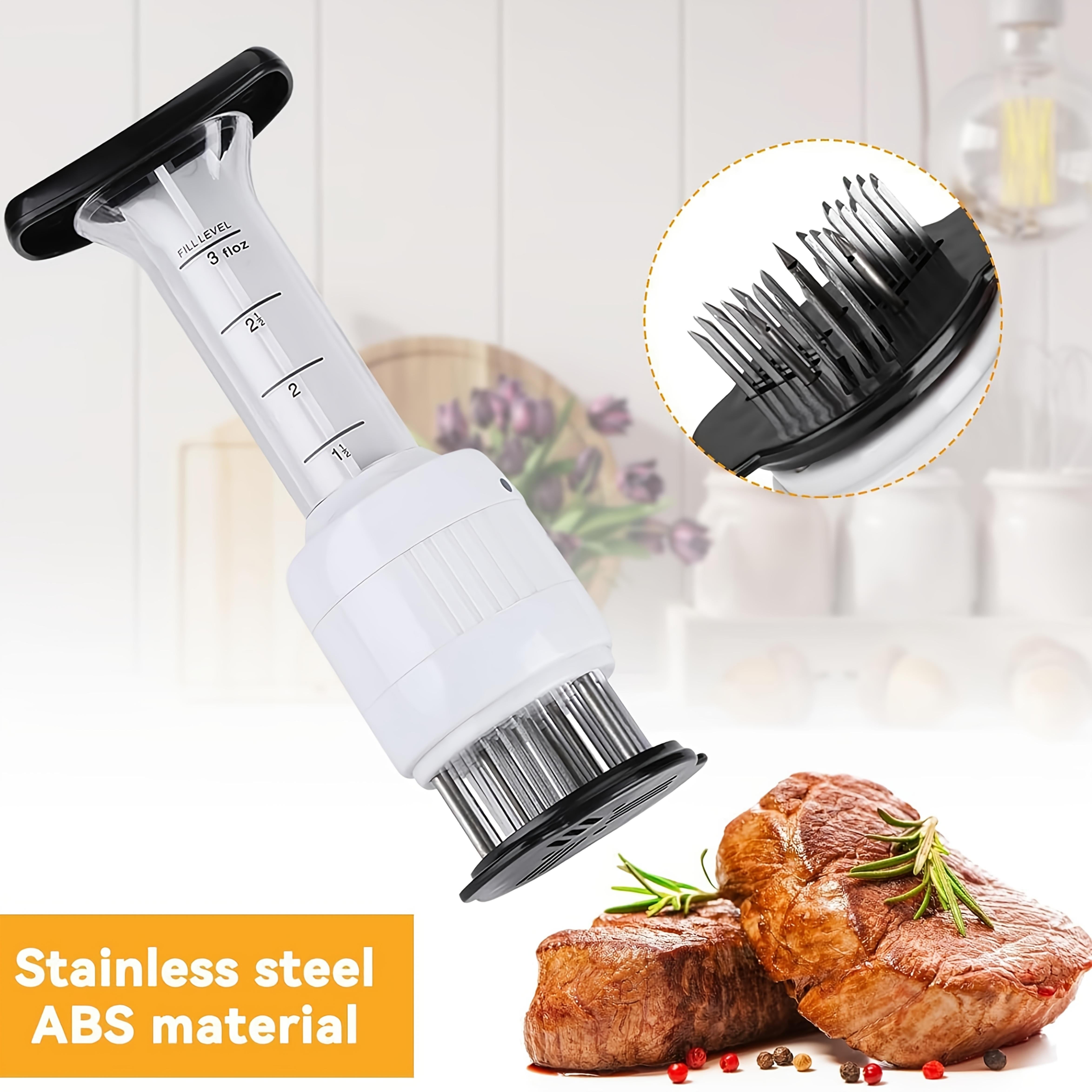 Fonvo meat injector kit with stainless steel needle and ABS handle for flavoring steaks chicken and BBQ grilling kitchen tool