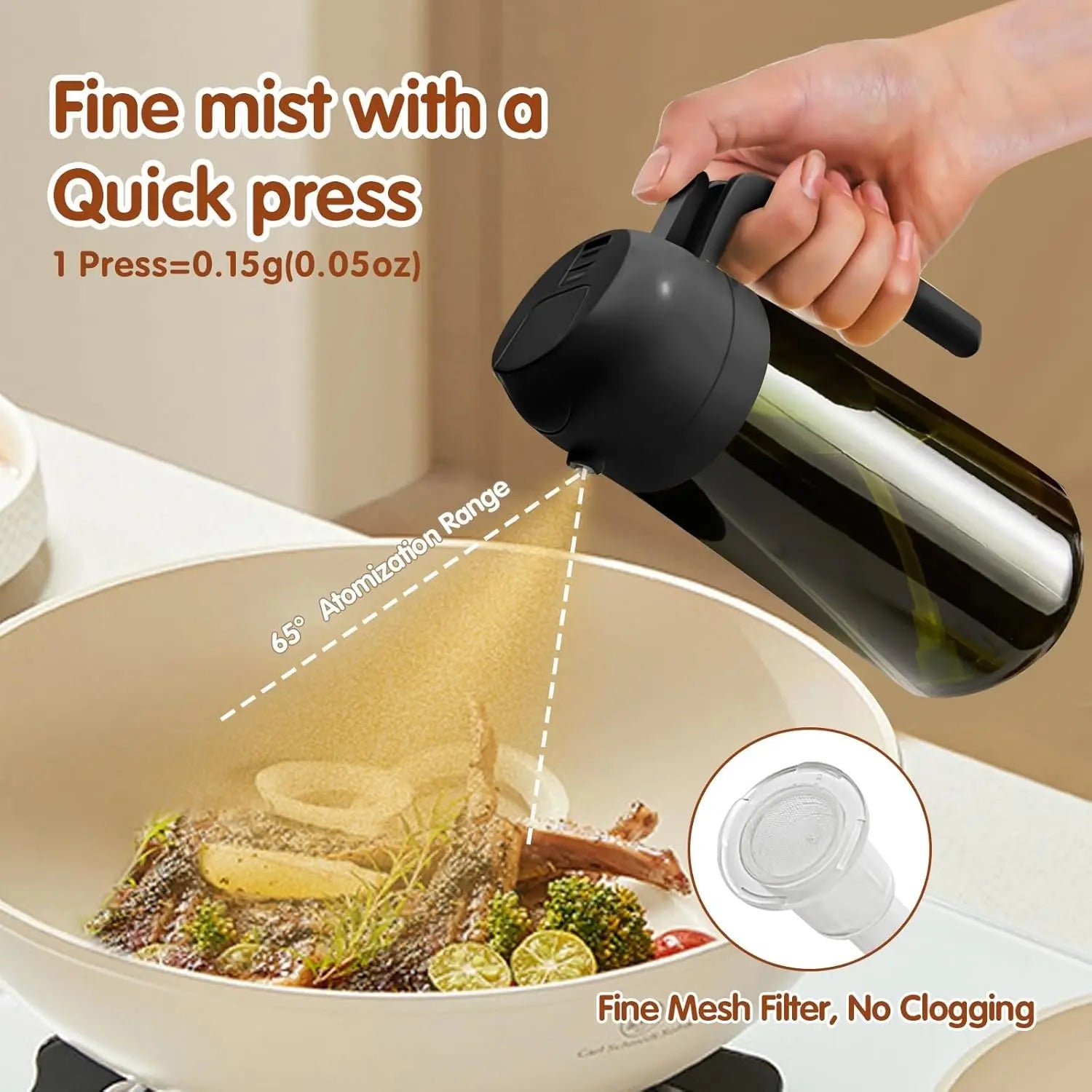 Fonvo DualPour 2-in-1 Oil Sprayer and Dispenser for Cooking, Air Fryer and BBQ